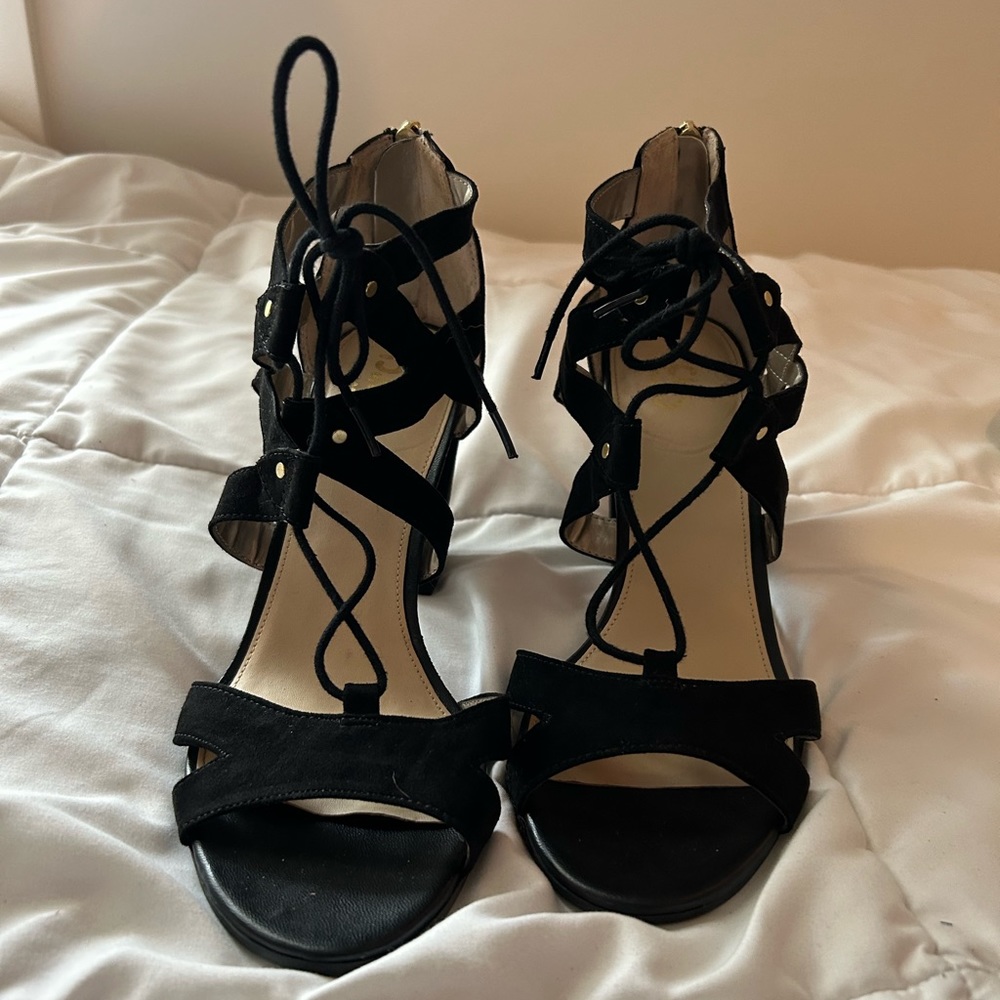 Women’s black strappy heels